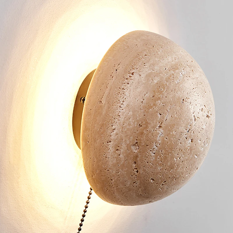 Modern Yellow Natural Black Lampe Lampadaire Natural Travertine Stone Lamp Travertine Wall Sconce Travertine Sconce