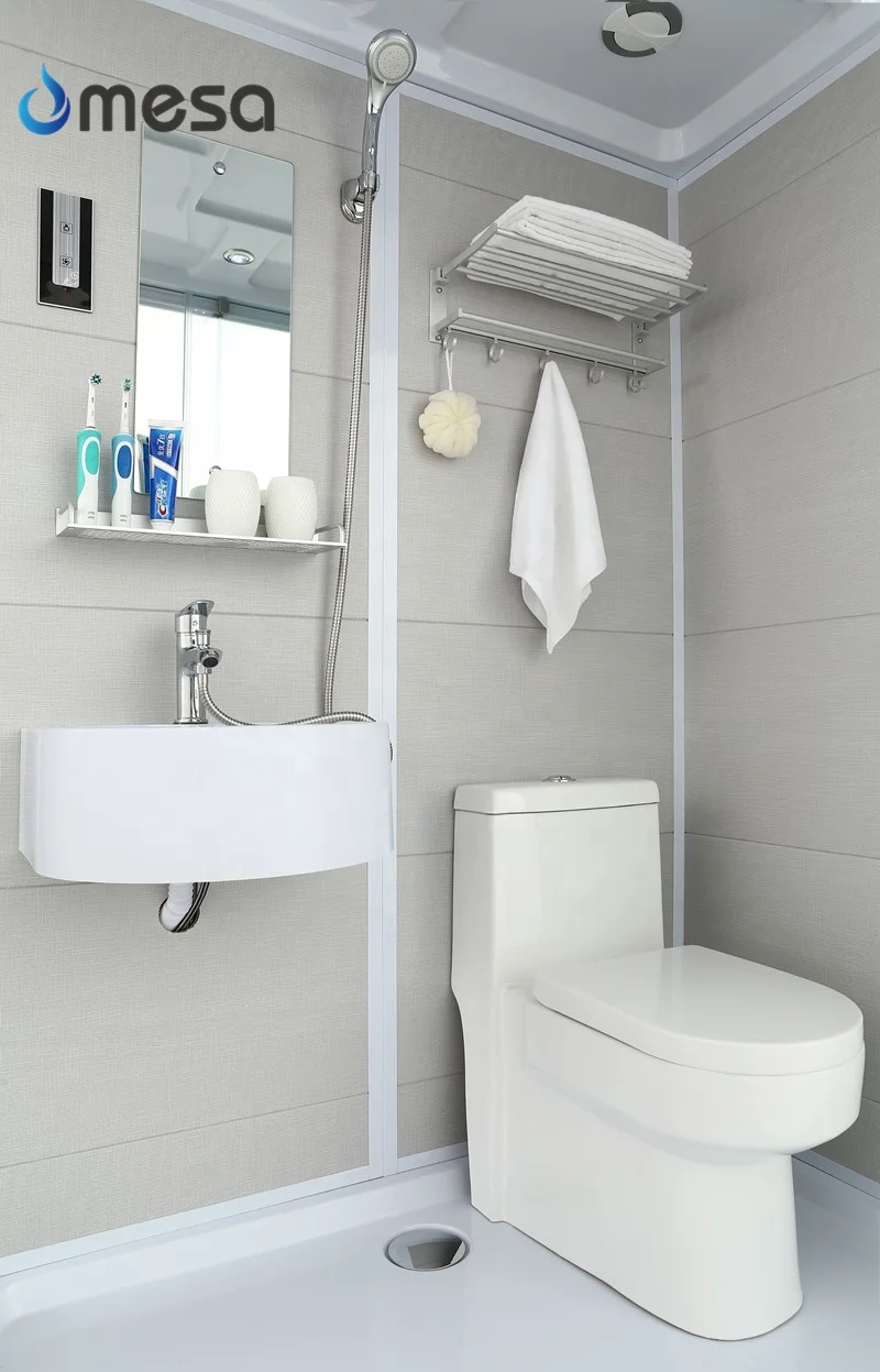 Modular all in one bathroom pod toilet and shower cabin prefab bathroom unit with fabric glass