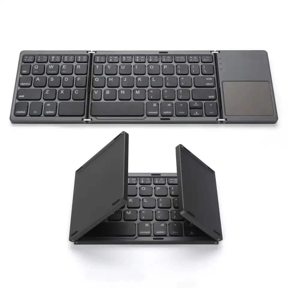 Hot Sale Mini Folding Bluetooth Keyboard Multi-system Foldable Mini Keyboard For pc touchpad Portable Wireless Keyboard