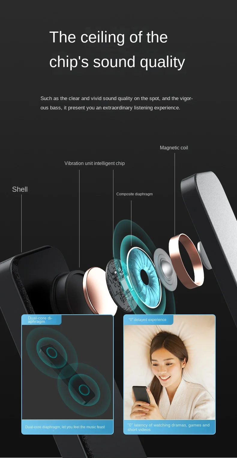 Bone conduction Speaker Audio 3d surround sound Mini BT 5.0 Wireless Bone Conduction Speaker for Sleep