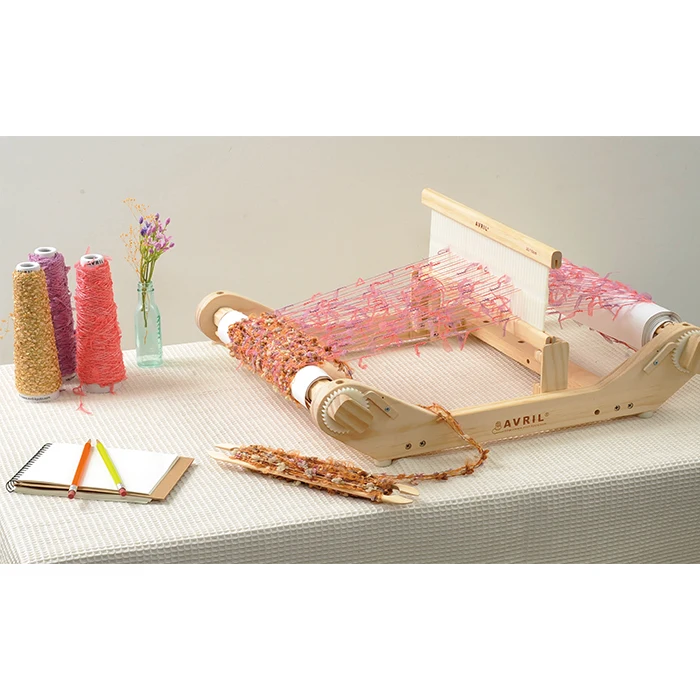 Natural wooden rigid heddle yarn knitting board desk loom including with tools