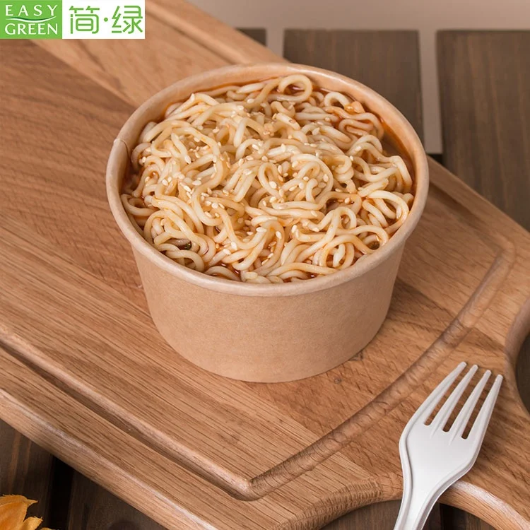 Disposable 16 oz eco friendly compostable kraft paper soup bowl food container