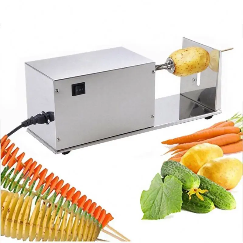 Electric automatic potato chips making machines spiral potato cutter machine commercial potato chips cutter