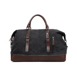 American Top Seller large leather shoulder strap canvas travelling tote weekender bag mens duffle bag custom travel bags luggage