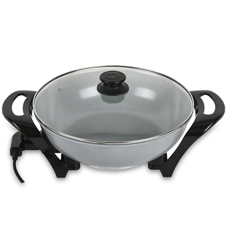 Round Non Stick Coating Smokeless Electric Skillets Cooking Hot Pot Boil Fry Stew Multi-Functional Kitchen Utensils