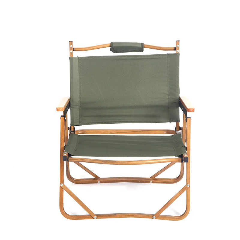 Customized 2 Colors High Quality Aluminum Wood Grain Fishing Folding Chair for Picnic Camping Hiking