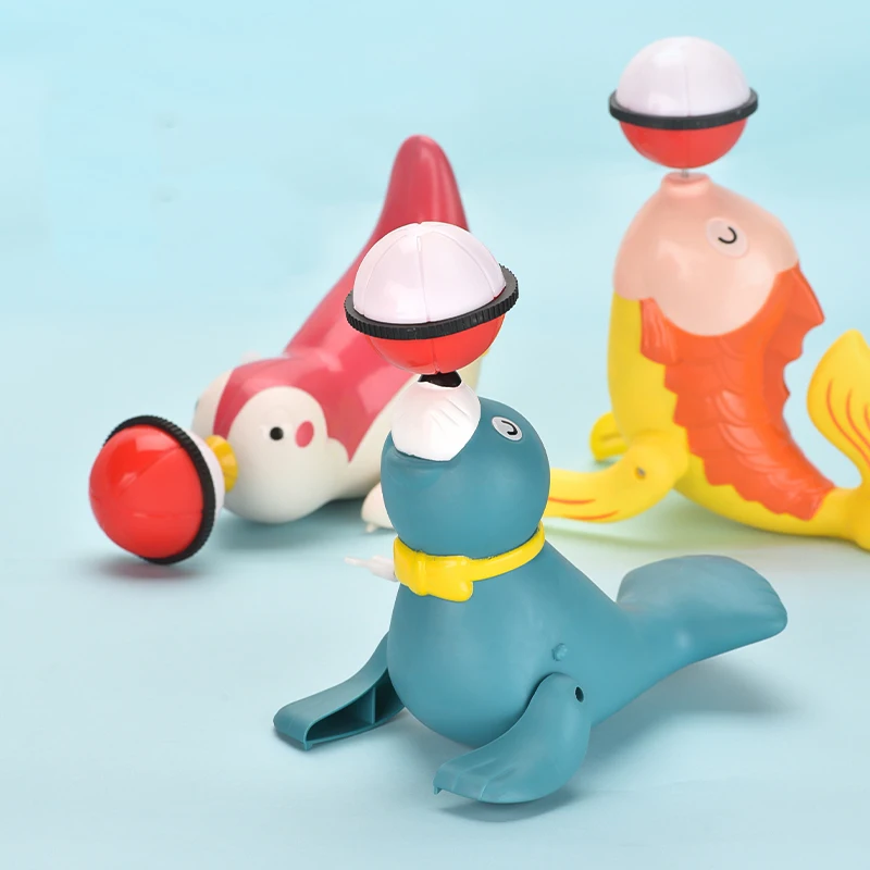GCC Cute plastic wind up toy acrobatic top ball dolphin animal simulation toy for kids gifts