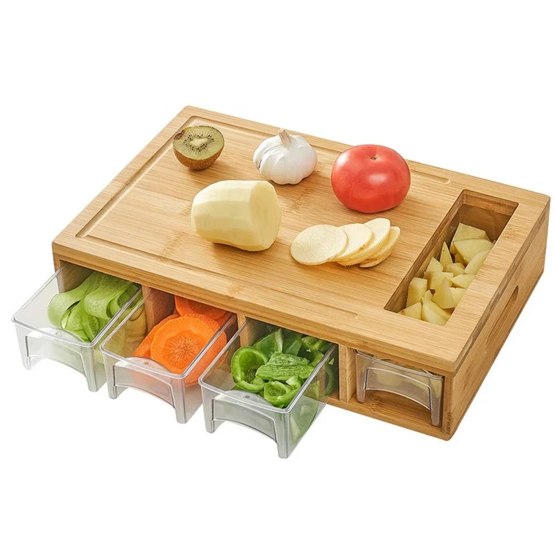 Factory Directly China cheap bamboo cheese cutting board for kitchen chopping block board with tray cutting board with container
