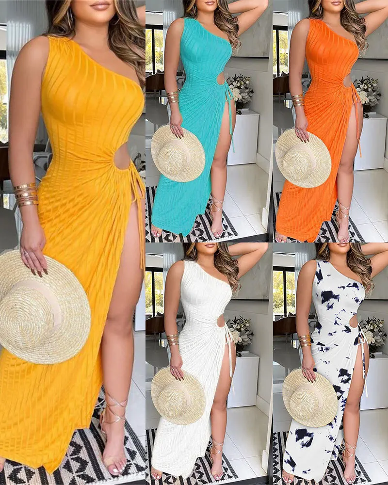 Лидер 2024 Женские Длинные повседневные платья без бретелек с принтом