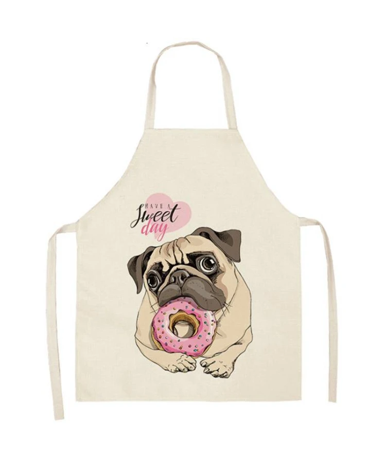 Cute pug pattern linen apron