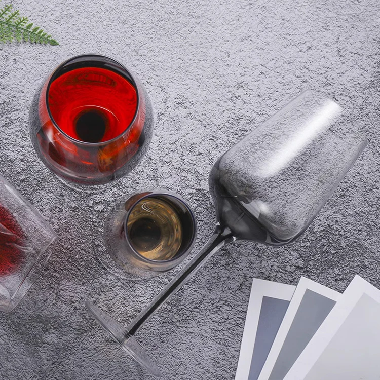 Wholesale Vintage Glassware Colored Pink Glass Wine Goblets Glasses