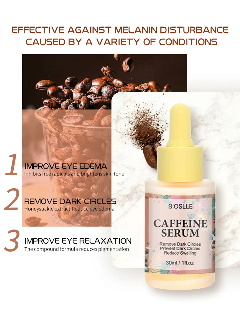 Custom Logo New Arrival 30ml Reduce Dark Circle Serum Brightening and Moisturizing Face Caffeine Essence