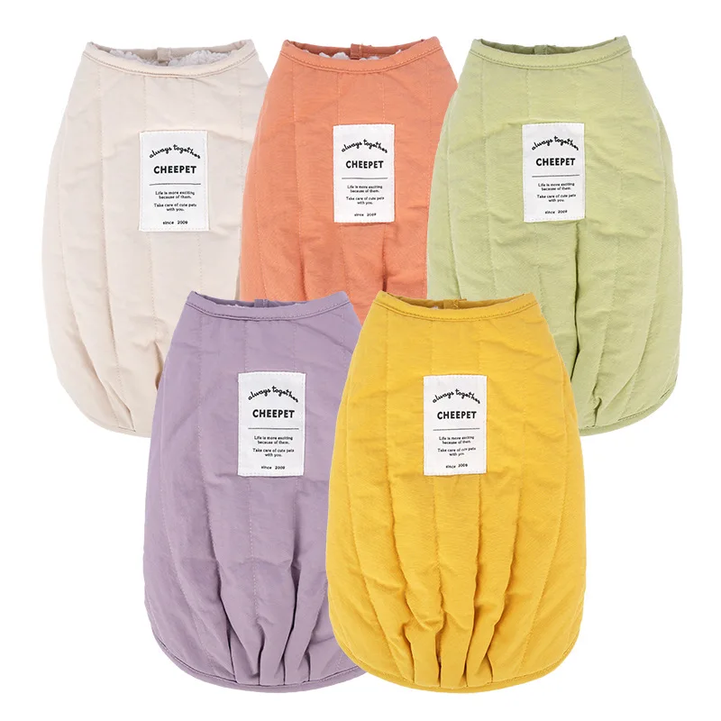 Pet Clothes for Dogs and Cats Warm Solid Color Letter Dog Jacket Puppy Clothing Pet Outfits Winter Dog Coat