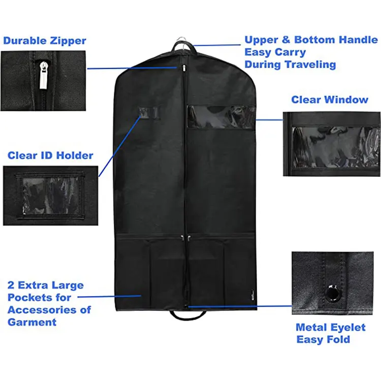 custom logo wholesale clothes coat garment suit bag suit cover cloth garment cover bag cloth custom garment bags