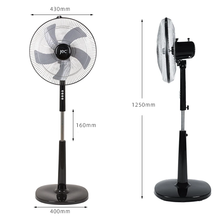 Электрический вентилятор с регулируемой высотой и стабильным основанием, 45 Вт, 3 скорости, 16 дюймов