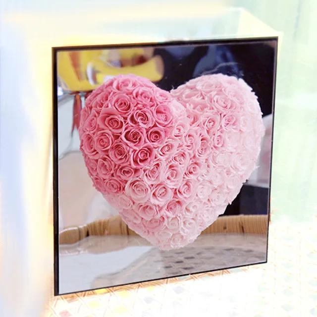 Ammy heart Valentine Gift Real Natural Everlasting Immortal Flowers Decor Dried Forever Eternal Preserved Roses In Mirror Box