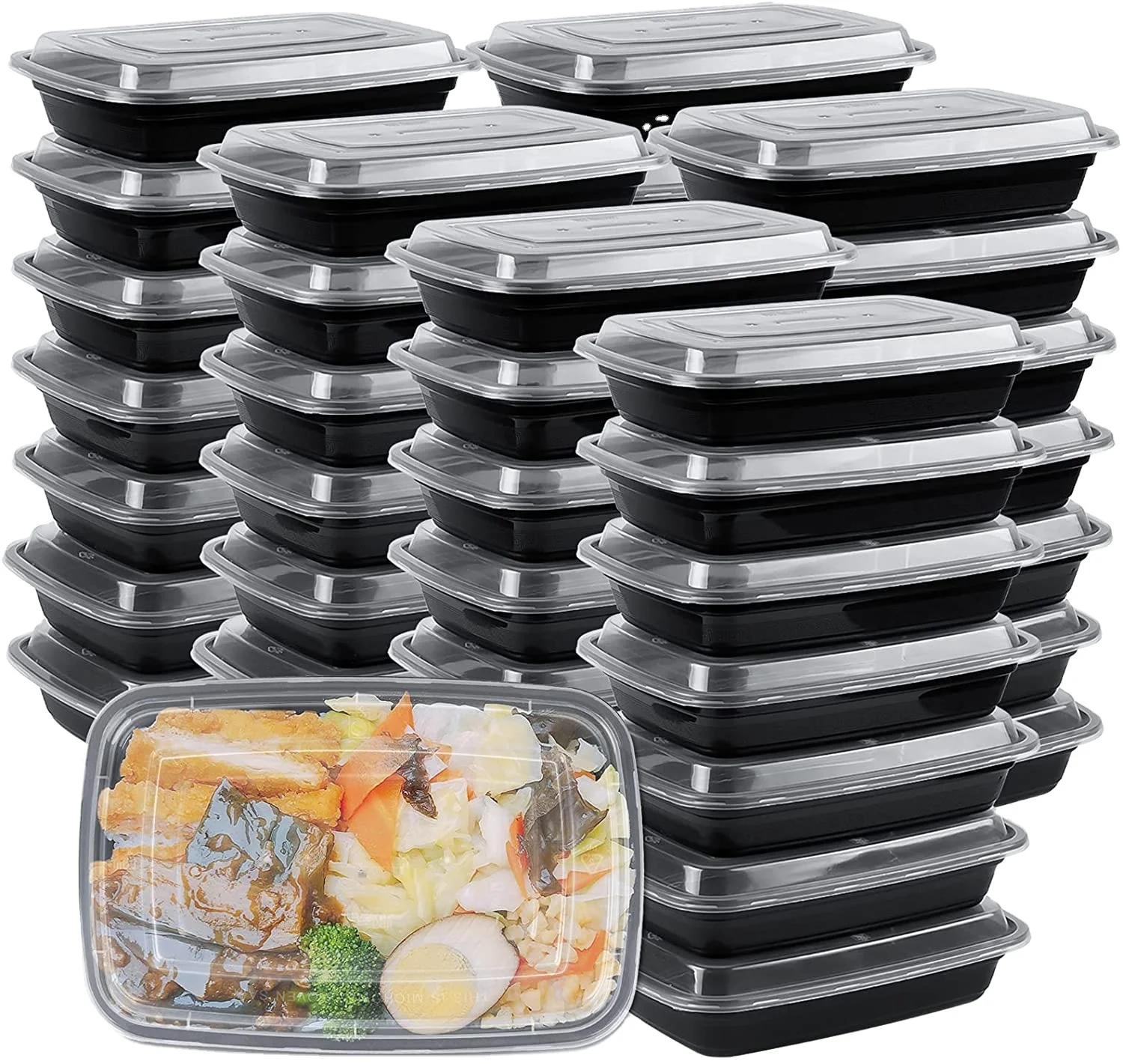 32OZ Rectangular Meal Prep Food Container With Lid, Microwaveable Plastic Storage Container