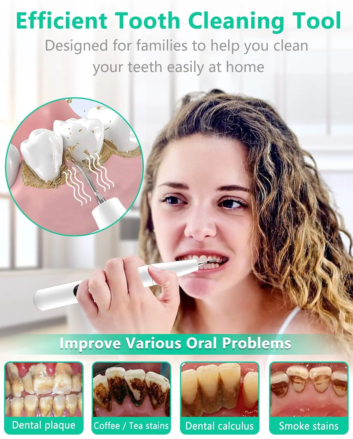 Sale 2022 new Household Device Whitening Tool Stain Kit Calculus Electric Plaque Remover For Teeth Ultrasonic Tooth Cleaner