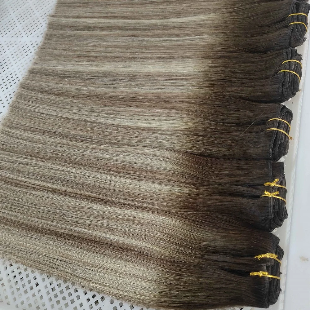 High Quality Natural Remy Hair Double Drawn Lace Clip In Hair Extension 100 Human Hair For White Woman