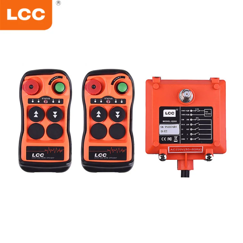 Q200 2 transmitter and 1 receiver 24 volt push button switch 2 buttons wireless industrial radio remote control
