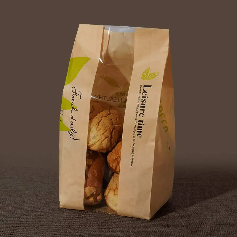 kraft bag window paper Donut Leisure Food Bread paper Food Packaging Cake Leisure Toast DIY Baking Bakery Bread Bag