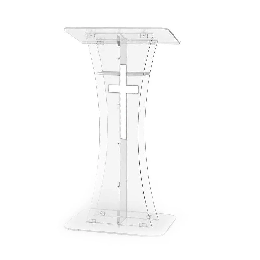 Acrylic Lectern Church Pulpit Modern Pulpit Clear Podium with Logo for School, Pulpit for Church