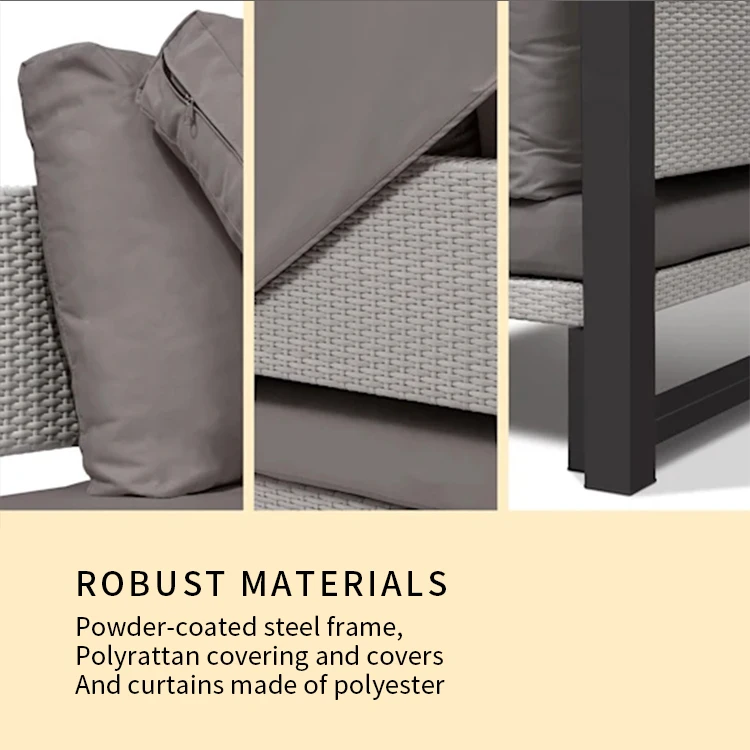 YASN Removable Outdoor Luxury Gazebo Pavilion Gazebo Sun Canopy With Rattan Lounge Set