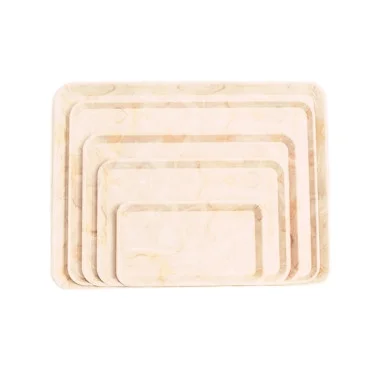 Custom design rectangle melamine daily serving tray with handles