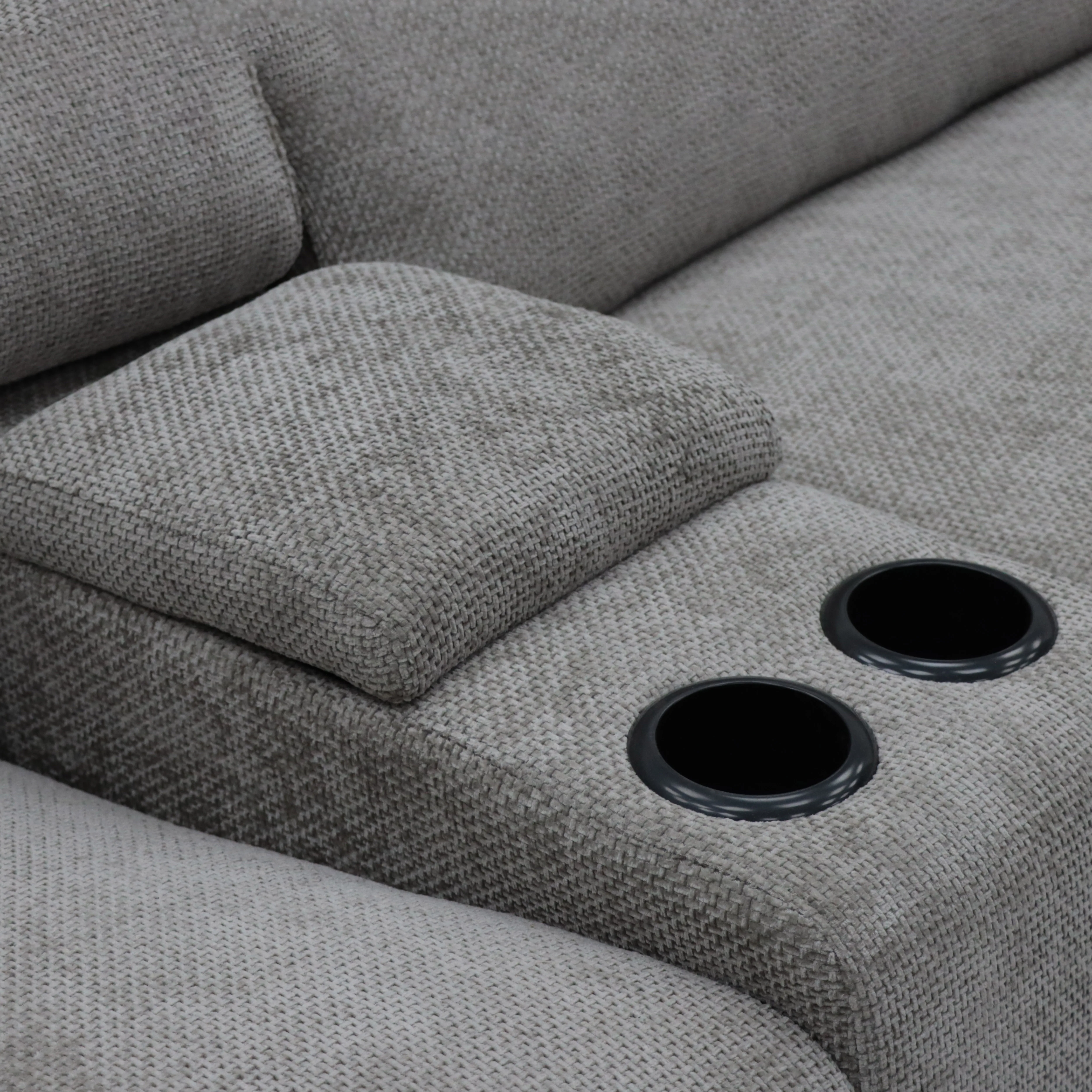 Geeksofa Genuine Leather Or Fabric Recliner Corner Sofa Set With 2 Recliner Function and Console For Living Room