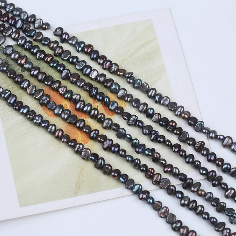 Zhuji Pearls Wholesale 4-5mm Real Freshwater Pearls Natural Baroque Pearl Side Hole