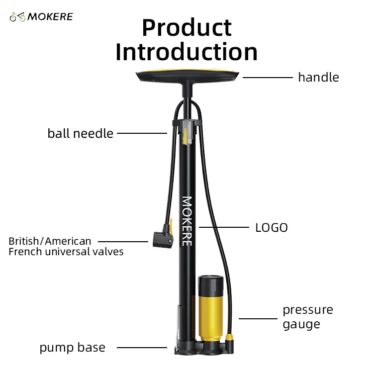 Hot Selling Durable Bicycle Hand Air Pump Thickened Carbon Steel and Plastic With Pressure Gauges
