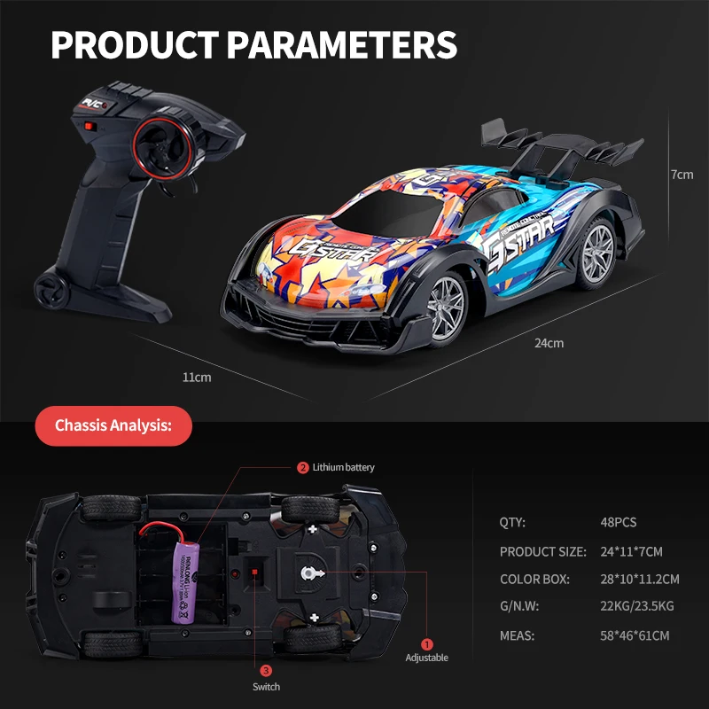 2.4Ghz Remote Control Toy High Speed Drift Race Sports Car with Led Lights SJY-Q170 Electric Mini RC Racing