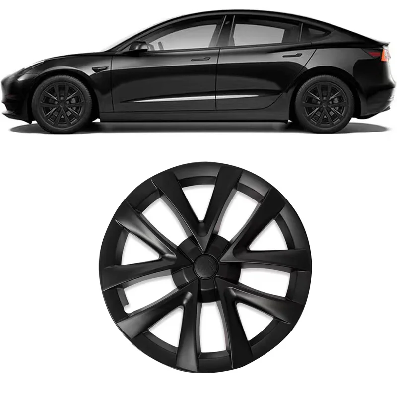 Automatic Performance Replacement 4PCS Hub Caps 18-Inch Hubcap Wheel Cover for Tesla Model 3 Wheel Hubcaps