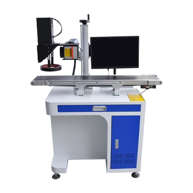 Optical automatic marking machine based on fiber laser source with computer and conveyer for Handicraft processing ceramic