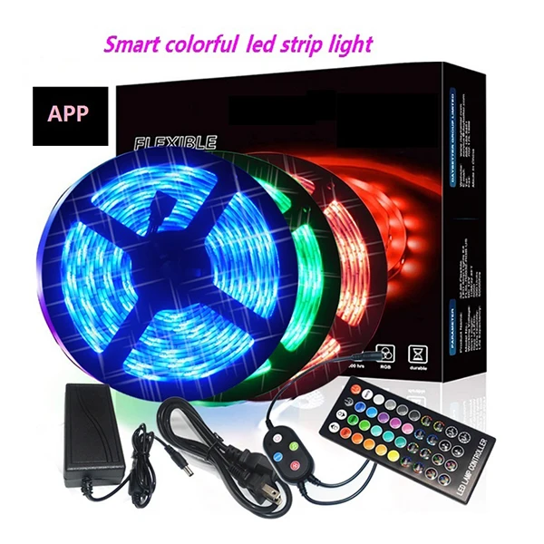 12В 5050LED капельная Водонепроницаемая RGB семицветная световая панель 5 м набор с музыкальным контроллером