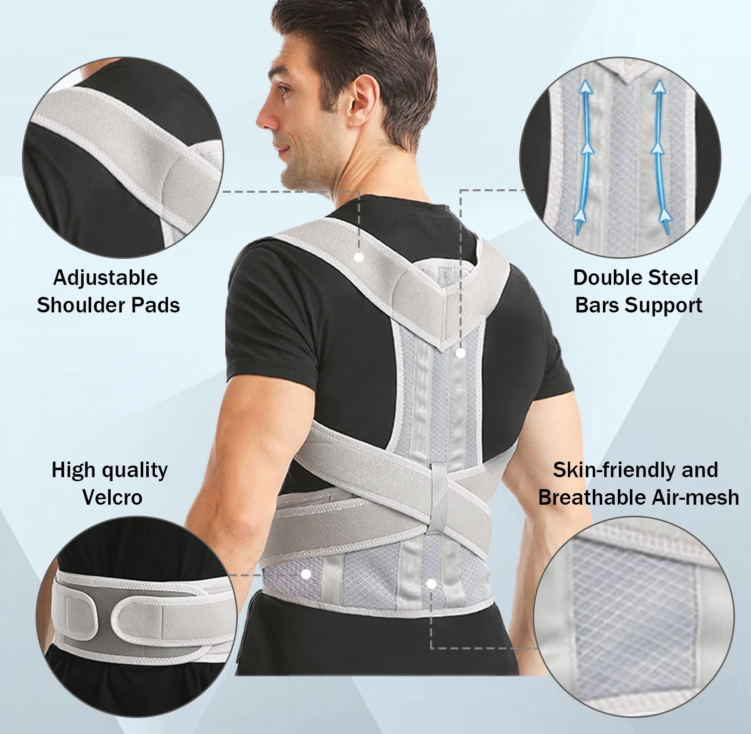 RUNYI Hot-selling  Men and Women Body Sport Adjustable Brace  Neoprene Hunchback Back Support Posture Corrector