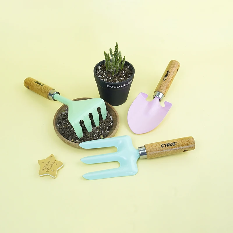 On Sale Wooden Handles Shovel Rake Hoe Flower Gardening Children Tool Set