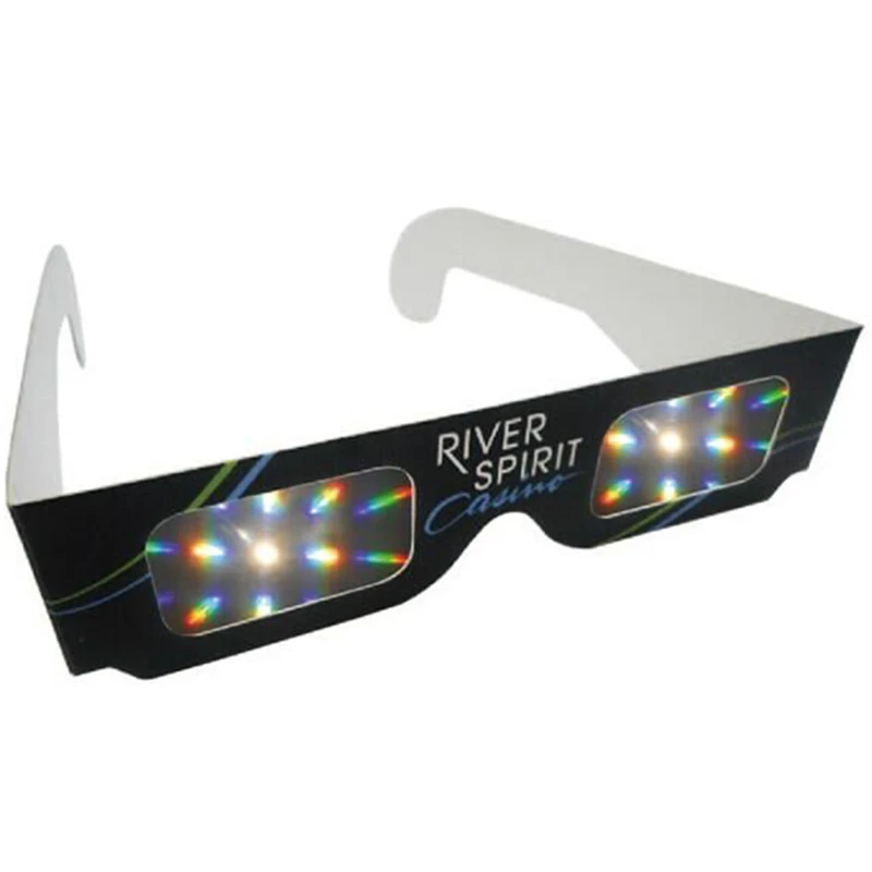 Недорогие бумажные фейерверки, очки с принтом логотипа клиента, оптовая продажа, 13500 линий диффузорных линз, фейерверки, очки