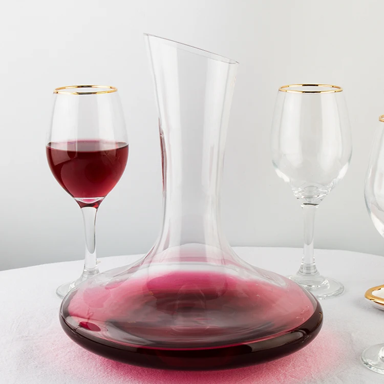 ABO RTS item 1650Ml Oblique Mouth Round Wine Spin Decanter Wine Decanting Aerator Crystal Glass Wine Decanter