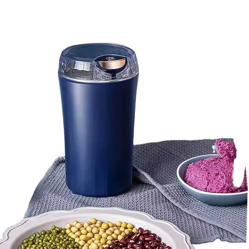 Portable One-touch Push-Button Spice Grinder Stainless Steel Coffee Grinder Electric for Herb Peanut Grains Beans
