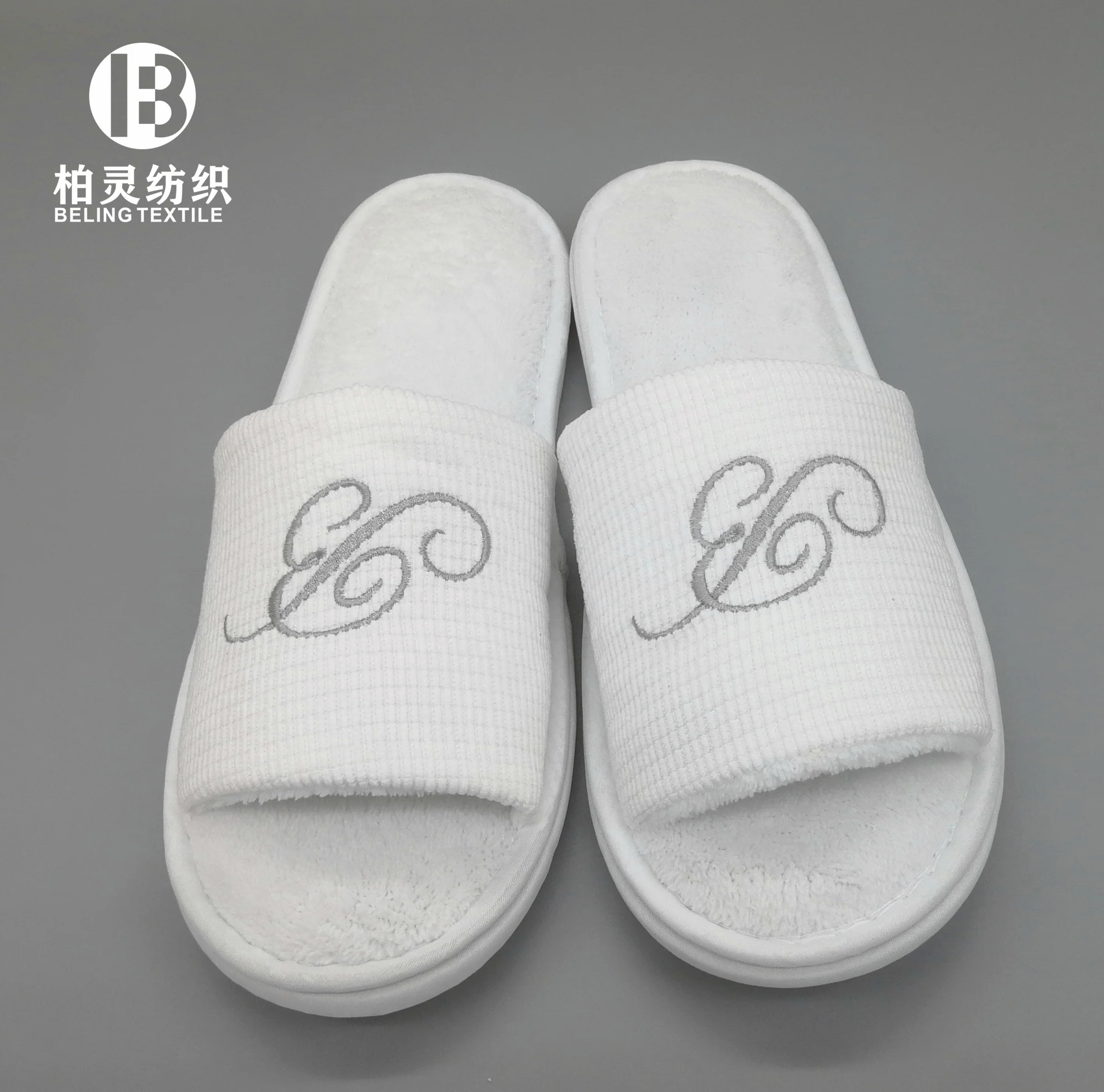 
Hotel Slipper microfiber open toe washable customer logo manufacture 