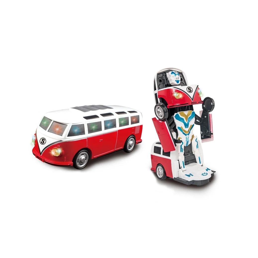 Hot Automatic Deformation Car Toy B/O Deformation Bus Robot Electric School Bus Toy With Light Music For Kids Gifts