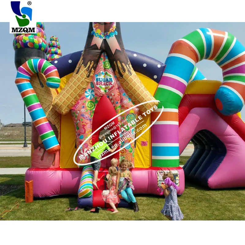 Sugar Shack Colorful candy land bounce house inflatable bouncer with water slide