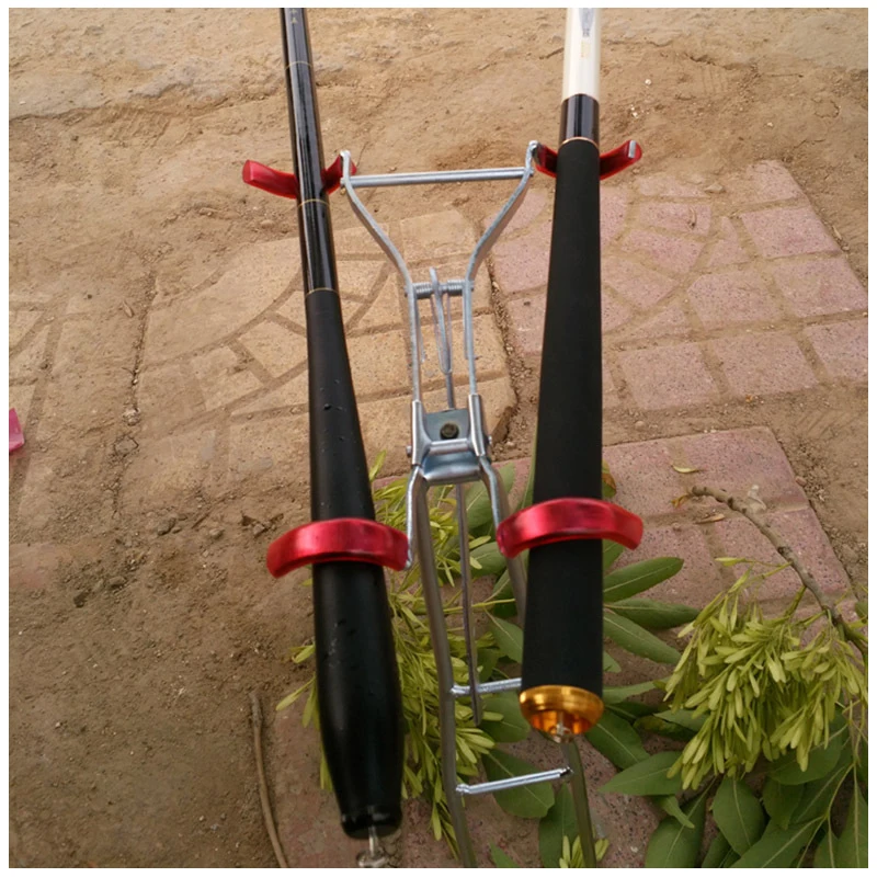 Foldable Adjustable Double Pole Fishing Rod Stand Holder Sea Fishing Tool Fishing Rod Holder