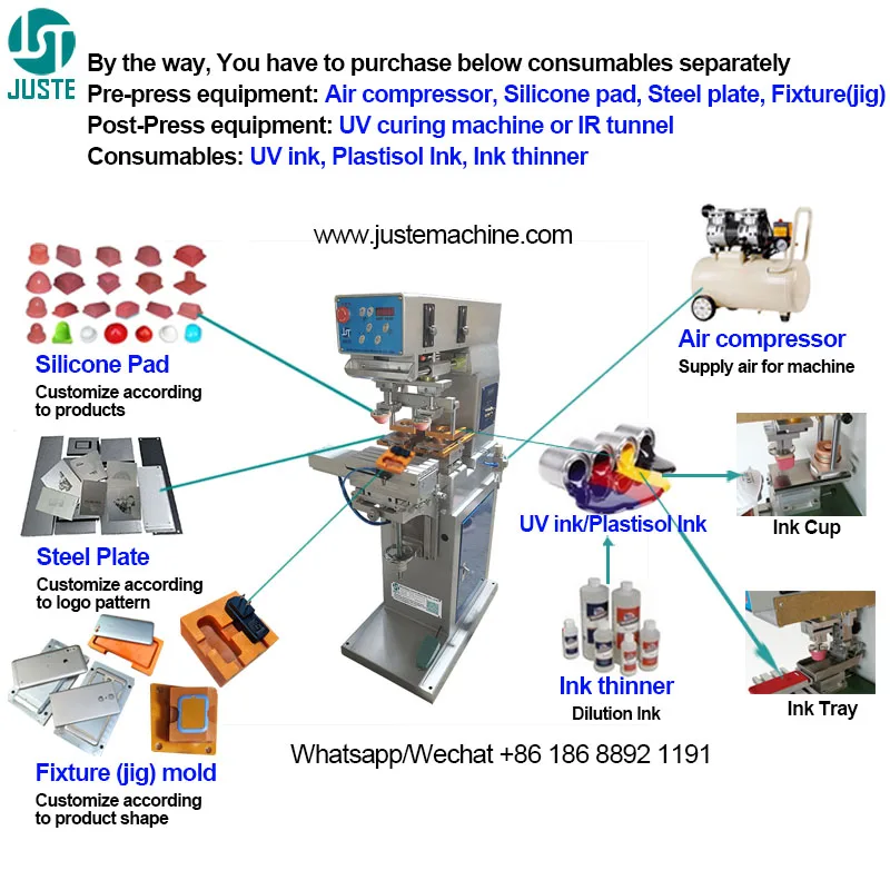 Mechanical Inkwell Custom Pad Printer Mini Shuttle Remover Pad Printing Machine With Disk-Type Vibrating Feeder For Toy Fabric