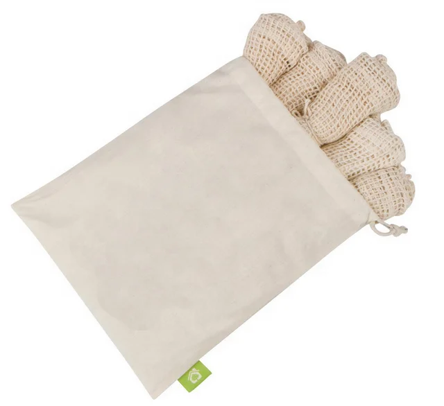 Sopurrrdy Recycled reusable 5 pcs set drawstring and 1pc muslin produce mesh bag for fruit, food