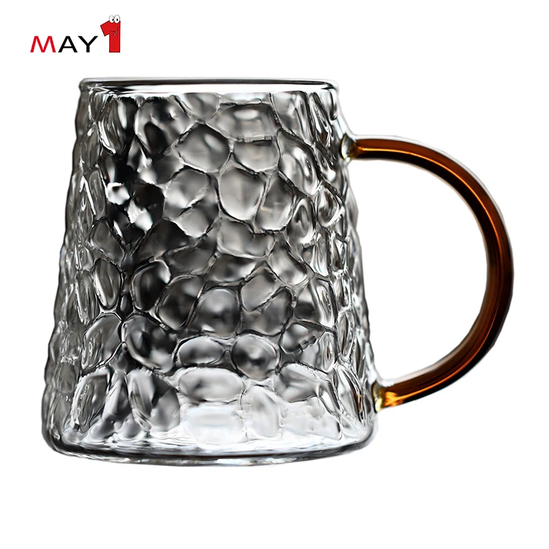 wide bottom creative hammer pattern grain glass water beverage coffee cup