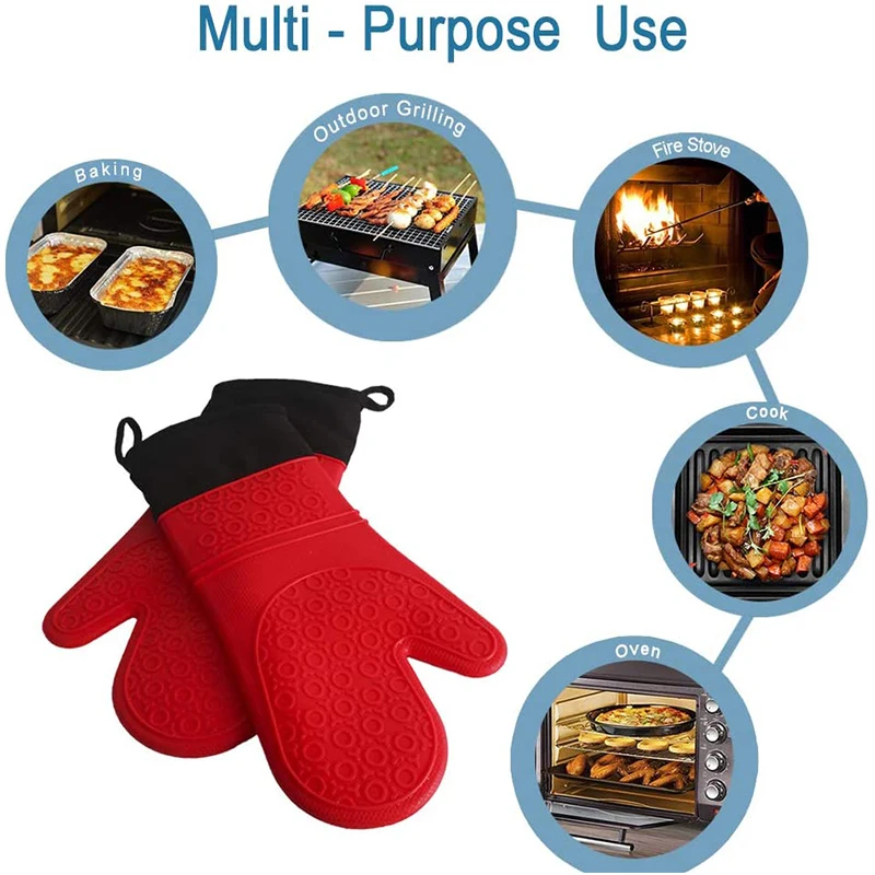 OEM Custom Shape Food Grade Silicone Oven Mit Hand Protect Long Oven Gloves Heat Resistant Silicone Oven Mitts
