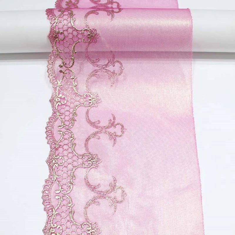 Embroidery lace bronzing mesh bottom 3D embroidery curtain lace trim