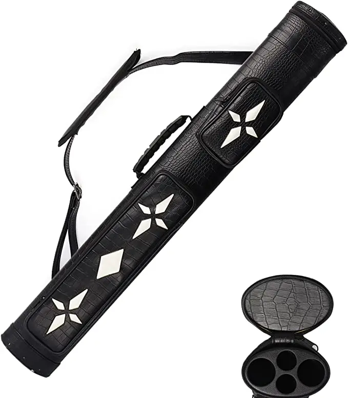 2x2 PU Leather Pool Cue Hard Cases Cue Bag for 2 Butts 2 Shafts 4 Holes for 1/2 Cue billiards accessory